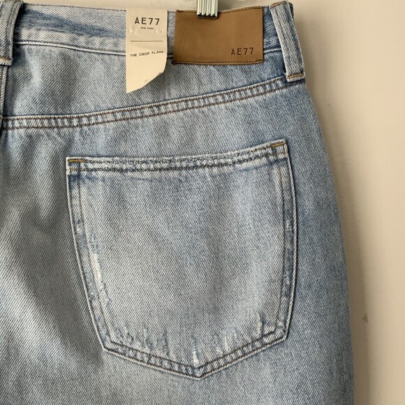 American Eagle AE77 Organic Cotton The Crop Flare Jeans Blue 33 - Picture 9 of 12